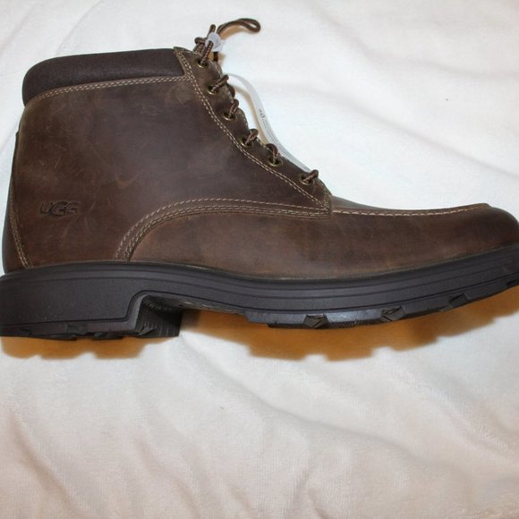NIB UGG MEN'S LEATHER WATERPROOF‎ WORK WINTER BOOTS STOUT BROWNN 11.5 - Picture 6 of 8